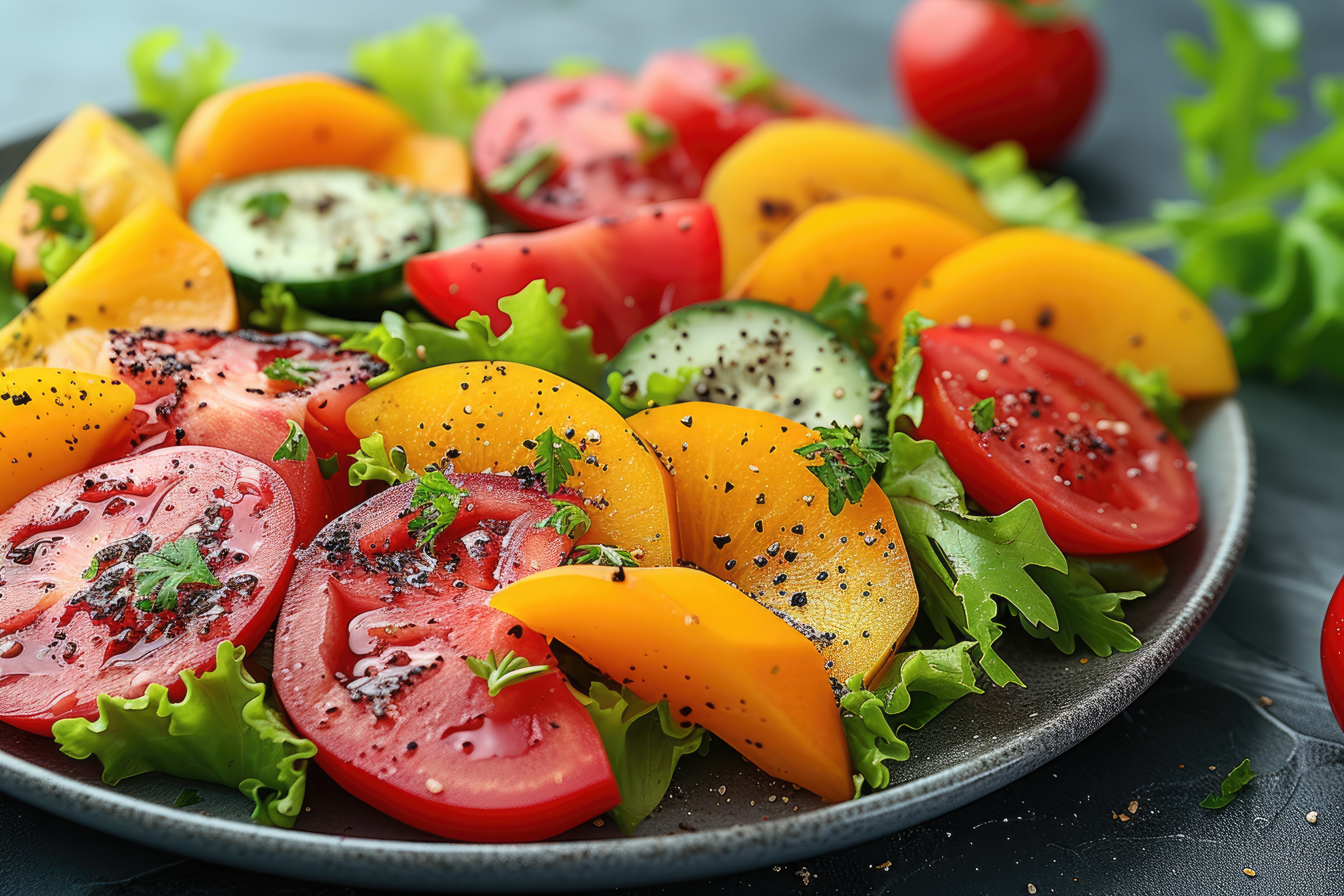 Peach, Tomato & Cucumber Salad